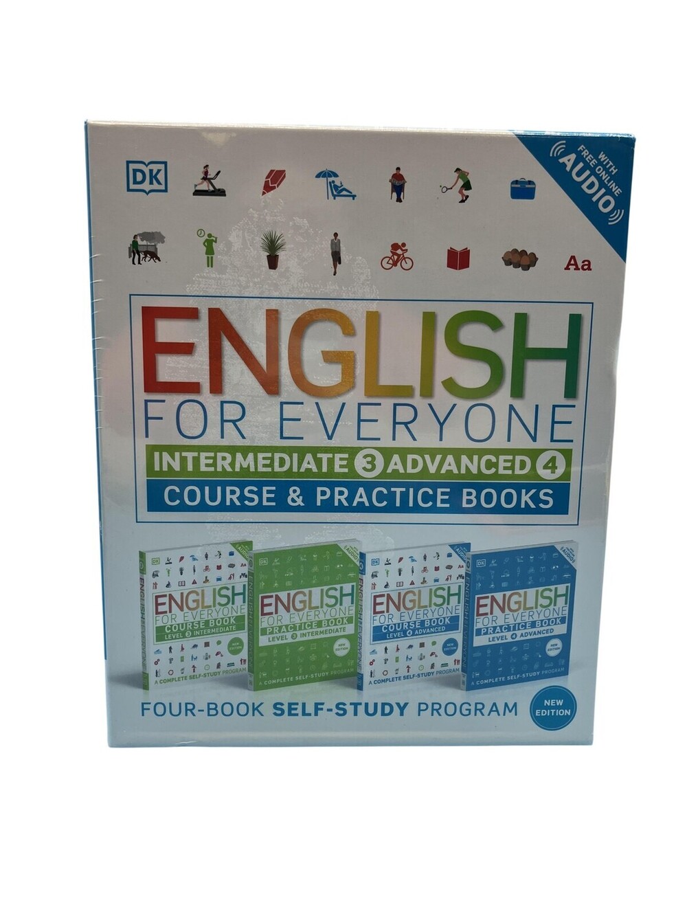 English For Everyone Intermediate 3 Advanced 4 Course Practice DK PB Box Set